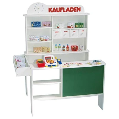 Abbildung von roba Kaufladen, inkl. Kaufladenzubehör, Holz weiß, mit 4 Schubladen, Uhr, Tafel, Theke &amp; Seitentheke
