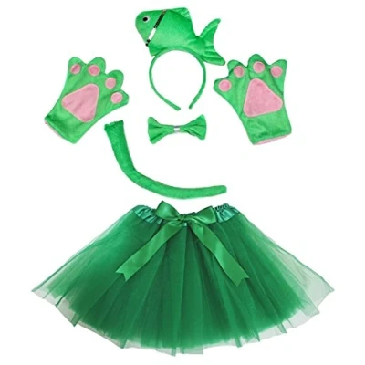 Abbildung von Petitebelle 3D Stirnband Bowtie Schwanz Handschuhe Tutu 5pc Mädchen Kostüm Einheitsgröße Gruen Fish