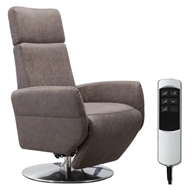 Abbildung von Cavadore TV Sessel Cobra / Fernsehsessel mit 2 E Motoren und Akku Relaxfunktion, Liegefunktion Ergonomie S 71 x 108 82 Lederoptik Dunkelbraun