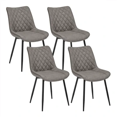 Abbildung von WOLTU Esszimmerstühle 4er Set, Küchenstühle, Wohnzimmerstühle, Polsterstühle mit Rückenlehne, für Esszimmer, Küche, Wohnzimmer, Büro, Sitzfläche aus Kunstleder, Metallbeine, Dunkelgrau BH210dgr 4