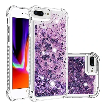 Abbildung von KBIKO zxl Kompatibel mit iPhone 8 Plus Glitzer Handyhülle, Glitter Hülle Flüssig Treibsand Case Leicht Silikon TPU Bumper Schutzhülle Mädchen Frauen für 7 Plus.Purple YBL
