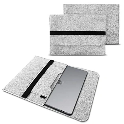 Abbildung von NAUC Sleeve Hülle kompatibel mit Microsoft Surface Pro 9 8 7 7+ Netbook Ultrabook 12.3 Zoll Laptop Filz Case Laptoptasche Schutztasche, Farben:Hell Grau