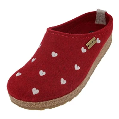 Abbildung von Haflinger Grizzly Cuoricino Filzclog aus reinem Wollfilz Unisex Herzmotiv Hausschuh