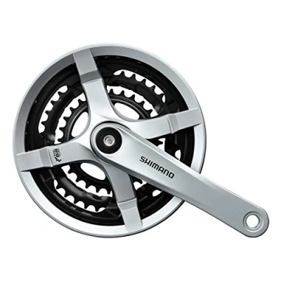 Abbildung von Kurbelgarnitur 6/7/8 Fach Shimano Tourney FC TY501 Mit 170mm Kurbel 48 X 38 28Z Kettenschutz Silber
