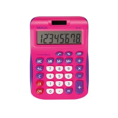 Abbildung von MAUL Taschenrechner MJ 550 groß mit 8 Stellen Display Standardfunktionen für Büro, Zuhause, Schule Solar Batterienutzung bei Dunkelheit Pink