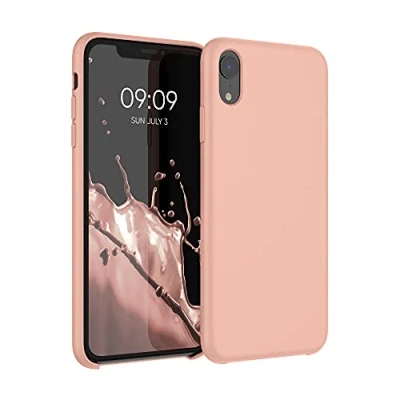 Abbildung von kwmobile Hülle kompatibel mit Apple iPhone XR Silikon Handy Case Handyhülle weiche Oberfläche kabelloses Laden Grapefruit Pink