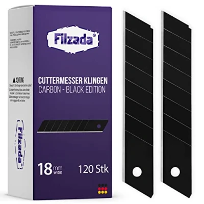 Abbildung von Filzada ® 120x Cuttermesser Klingen 18mm Abbrechklinge/Messerklinge Carbonstahl Black Ultrascharf