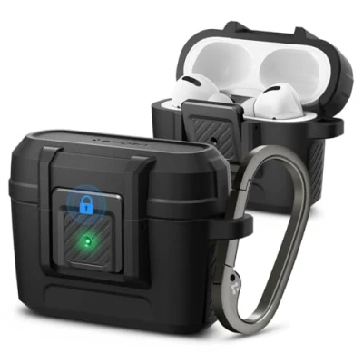 Abbildung von Spigen Lock Fit Hülle Case kompatibel mit AirPods Pro Schwarz