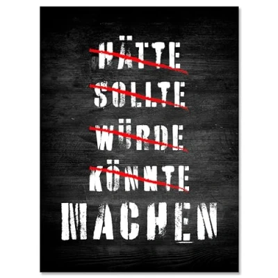 Abbildung von wandmotiv24 Leinwandbild Motivation, Hochformat, Machen Holz M0027