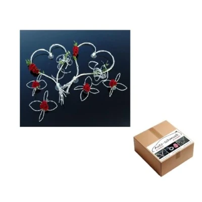 Abbildung von ROMANTISCHE Herzen Autoschmuck Auto Schmuck Braut Paar Rose Deko Dekoration Hochzeit Car Wedding (Rot 6 Set)
