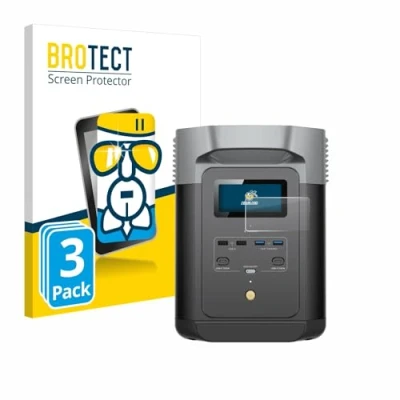 Abbildung von BROTECT Schutzglas für EcoFlow DELTA 2 (3 Stück) Schutzfolie Panzer Folie Glas [Extrem Kratzfest 9H, Anti Fingerprint, Ultra Transparent]