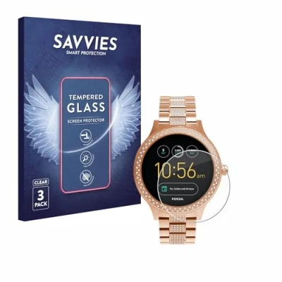 Abbildung von Savvies Panzer Schutz Glas für Fossil Q Venture/Q Venture (3.Gen) (3 Stück) 9H Hartglas, Anti Fingerprint, Displayschutz