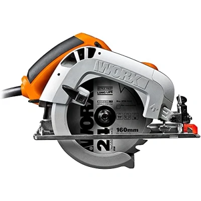 Abbildung von WORX WX425 Handkreissäge 1200W zum Sägen von Holz, Aluminium &amp; Stahl präzise Gehrungsschnitte Einstellbare Schnittwinkel Parallelanschlag 160mm Sägeblatt mit 24 Zähnen