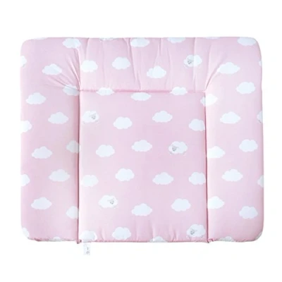 Abbildung von roba Wickelauflage Kleine Wolke 85 x 75 cm Baby Wickeltischauflage PU beschichtet Wickelunterlage für Mädchen / Jungen Rosa Weiß