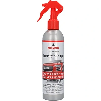 Abbildung von NIGRIN Performance Kunststoff Reiniger 300ml, farblos, Auto Reiniger, für alle unlackierten Kunststoffe, Vinyl und Gummi geeignet, entfernt hartnäckige Verschmutzungen