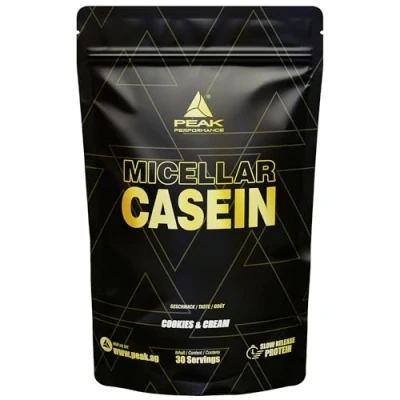 Abbildung von PEAK Micellar Casein 900g Geschmack Cookies &amp; Cream I 30 Portionen Pulver Proteinquelle: Milchprotein fettarm Muskelaufbau mit Sättigungseffekt Zusatz von Laktase 900 g