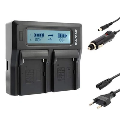 Abbildung von Blumax Doppelladegerät Sony NP F970 / F960 Dual Charger passend zu F750 F550 F990 2 Akkus gleichzeitig Laden