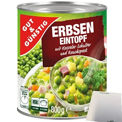 Abbildung von Gut&amp;Günstig Erbseneintopf mit Kasseler und Rauchspeck (800g) + usy Block