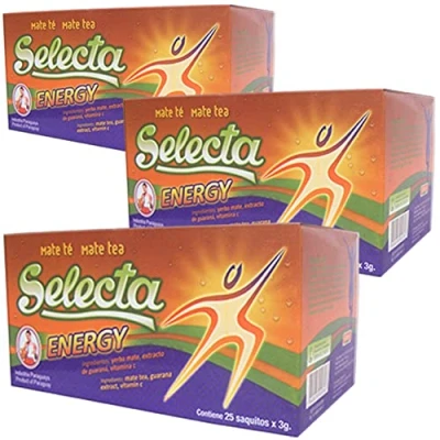 Abbildung von 🌿Selecta Yerba Mate Cocido Energie (mit Guarana) 75 Teebeutel (225g) 🍵Reich an Vitaminen und Antioxidantien Belebender Erfrischender Tee
