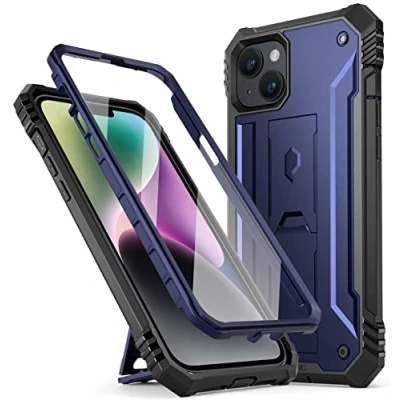 Abbildung von Poetic Revolution Outdoor Hülle Kompatibel mit iPhone 14 Plus 6,7 Zoll, Robuste, stoßfeste Ganzkörper Schutzhülle Ständer und integrierter Displayschutz, Marineblau