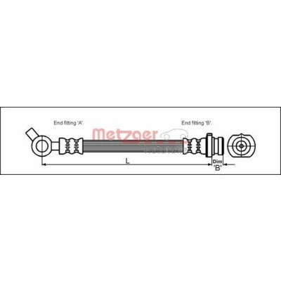 Abbildung von METZGER 4111975 Bremsschläuche 253 NISSAN: Patrol GR 4 SUV, 5 SUV