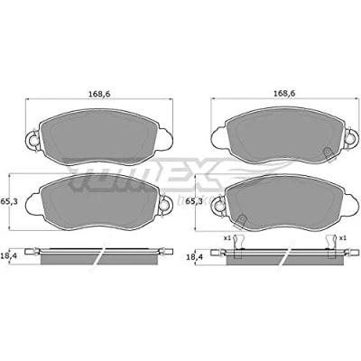 Abbildung von TOMEX brakes TX 12 62 Bremsbelagsatz Vorderachse mit akustischer Verschleißwarnung FORD: Transit Mk5 Kastenwagen, Bus