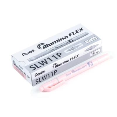 Abbildung von Pentel SLW11P FE Illumina Flex Textmarker in Pastellfarben mit Doppelspitze zum Hervorheben, Unterstreichen, Markieren und Akzente setzen, schlanke Stiftform, orange, 10 Stück
