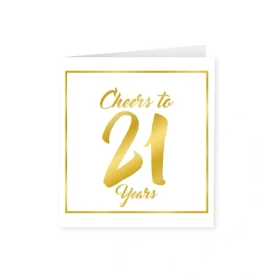 Abbildung von PD Party 7028004 Geburtstag Feiern Papier Grüßen Karte 21 Jahre, Gold/Weiß, 15cm Länge x Breite 0.5cm Höhe