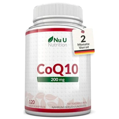 Abbildung von Coenzym Q10 100 mg 120 Vegane CoQ10 Kapseln 4 Monate Vorrat Aus Pflanzlicher Fermentation Bioaktiv und 100% Natürlich Nu U Nutrition