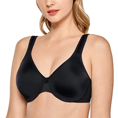 Abbildung von DELIMIRA Damen T Shirt Minimizer BH mit Bügel Große Größen Ohne Gepolstert Schwarz 75B