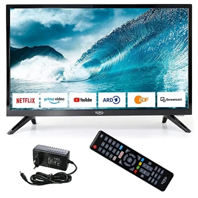 Abbildung von netshop 25 Set: Xoro HTL 2477 Smart TV LED Fernseher 60cm (24 Zoll) HD, Triple Tuner DVB S2/T2/C (Wohnmobil Camping TV) USB Mediaplayer, CI+ Schacht, 12V u 230V