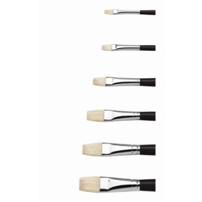 Abbildung von Winsor &amp; Newton 5630002 Azanta Black natürlicher Schweineborstenpinsel für Ölfarben Acrylfarben , gute Steifheit, ideal körperreiche Farben, langer Stiel Flachpinsel Nr.2