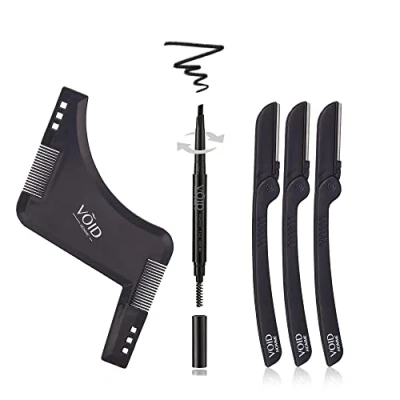 Abbildung von VOID Homme Bartfutter Set Bartfüller Stift, Bartkamm und Bartausrichtungsrasierer für wasserfestes, natürliches Aussehen (Schwarz)