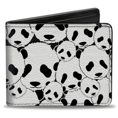 Abbildung von Buckle Down Herren Bifold Wallet Panda Reisezubehr Bi Fold Brieftasche, Mehrfarbig, 4.0&quot; x 3.5&quot;