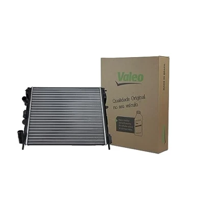Abbildung von VALEO 732621 Kühler, Motorkühlung Aluminium 414 480 23 mit Kühlmittelregler Kühlrippen mechanisch gefügt RENAULT: Kangoo I, CLIO 2, I Rapid