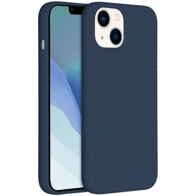 Abbildung von Apple iPhone 14 Hülle Silikon Accezz Soft Case/Backcover Handyhülle Dunkelblau