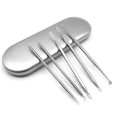 Abbildung von KAV Komedonenextraktor Mitesserentferner Werkzeug Akne Komedone Pickel Makel Extraktor Edelstahl Entferner Tool Kit Set mit Box Hautpflege Reiniger