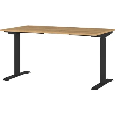 Abbildung von Germania Schreibtisch 7905 582, in Grandson Eiche Nb./Schwarz, EL. höhenverstellb., 140 x 120 80 cm (BxHxT)
