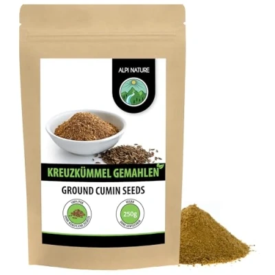 Abbildung von Kreuzkümmel gemahlen (250g), Kreuzkümmelpulver 100% naturrein, Kreuzkümmelsamen natürlich ohne Zusätze, vegan