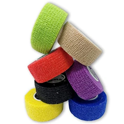 Abbildung von LisaCare Wundpflaster Selbsthaftender Pflasterverband Kohäsiver Fingerpflaster/Bandage (Set, 7 St., 1 x Gelb, Rot, Blau, Schwarz, Beige, Lila &amp; Grün / 2,5cm 4,5m), LATEXFREI