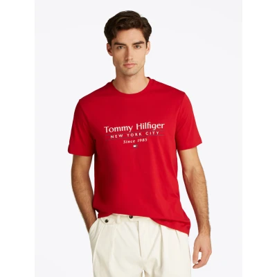 Abbildung von Tommy Hilfiger Herren Center Stack Tee MW0MW38621 S/S T Shirt, Red (Medium Red), L