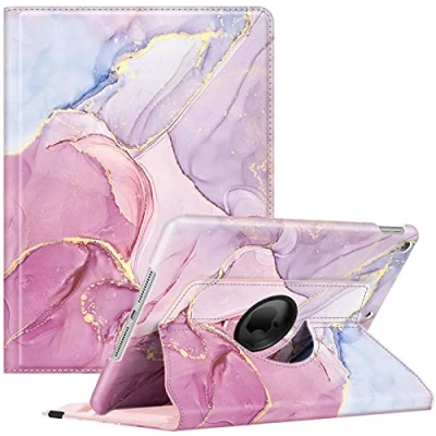 Abbildung von Fintie Hülle für iPad 10.2 Zoll 9.Generation / 8. Gen 7. (Modell 2021/2020/2019) mit Pencil Halter 360 Grad Rotierend Stand Schutzhülle Cover Auto Schlaf/Wach Funktion, Marmor Rosa