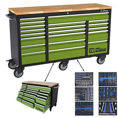 Abbildung von TRUTZHOLM Werkstattwagen Mobile Werkbank Deluxe XXL 20 Schubladen Werkzeugwagen Rollwagen 6 254 TLG. bestückt