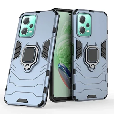 Abbildung von Hülle für Xiaomi Redmi Note 12 5G / Poco X5 Drehbar Ringhalter Cover Magnet Bumper Handyhülle Case Stoßfest Doppelschichter Schutzhülle Outdoor Shock Absorption Mit Ring (Marineblau)