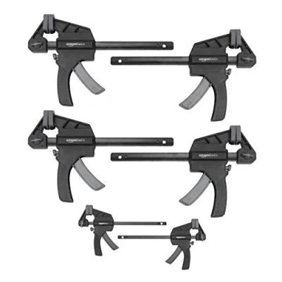 Abbildung von Amazon Basics 6 Stück, Einhandzwinge, 2 Stück 10,16 cm, 4 15,24 Schwarz Grau