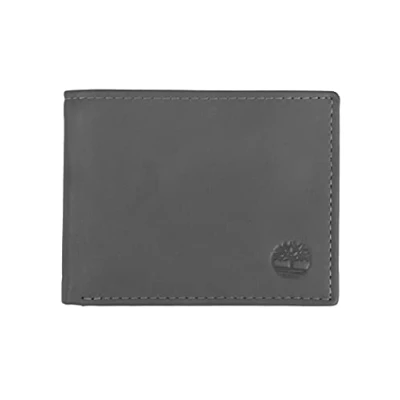 Abbildung von Timberland Herren Ledergeldbörse mit aufgesetzter Klapptasche Reisezubehör Faltbare Brieftasche, Holzkohle (bewölkt), Einheitsgröße