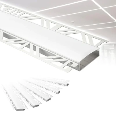 Abbildung von HEXIM LED Trockenbauprofil Alu Unterputzprofil Profil (20 Meter / 10 Profile) inkl. Abdeckung opal Trockenbauleiste Einbauprofil Schiene Decke Wand (ALED 4, Leuchtbreite 40mm)