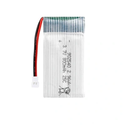 Abbildung von Lithium Polymer Akku 3.7V 800mAh 902540 25C Wiederaufladbarer Lipo Ion mit XH2.54 2P Stecker für RC Drohne Flugzeug Zubehörteil