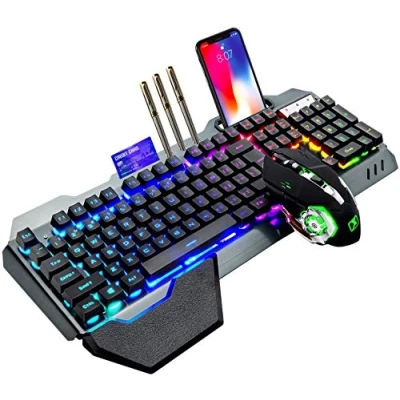 Abbildung von Lexonelec 680 pro RGB LED Wireless Gaming Tastatur und Maus 4800 mAh volle 104 Tasten PC Zubehör eingerichtet 2.4g USB Gamer 2400 DPI atmende optische für Mac Laptop comptuter