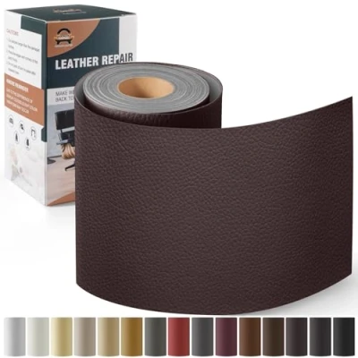 Abbildung von Leder Reparatur Set Dunkelbraun,OAZ Kunstleder Selbstklebend 10 x 160 cm,Kunstleder Reparaturset Patch Selbstklebende Lederflicken für Autositze Möbel Sofa Taschen
